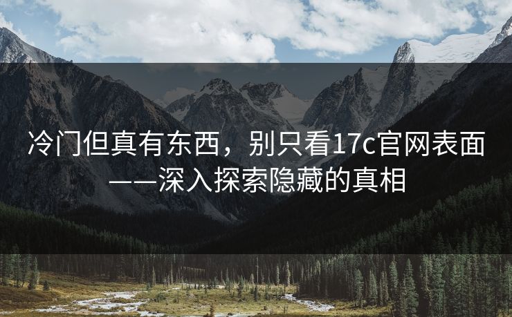 冷门但真有东西，别只看17c官网表面——深入探索隐藏的真相