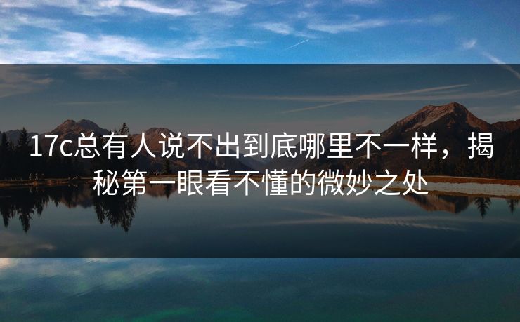 17c总有人说不出到底哪里不一样，揭秘第一眼看不懂的微妙之处