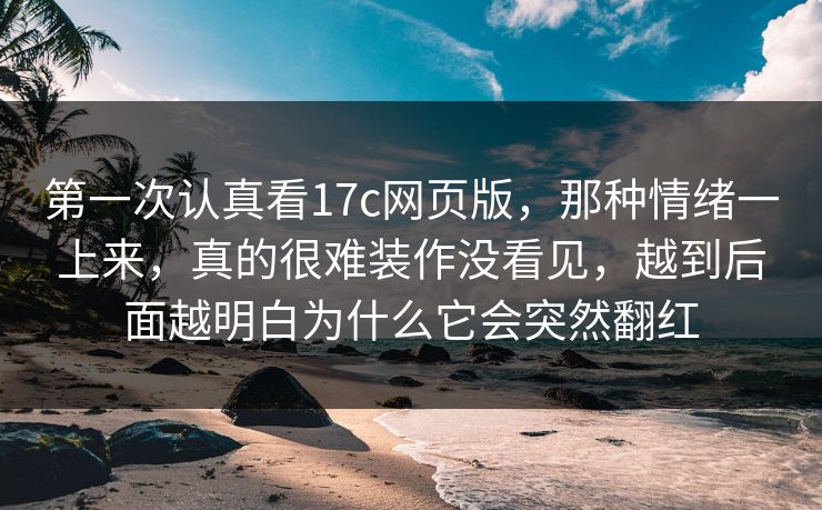 第一次认真看17c网页版，那种情绪一上来，真的很难装作没看见，越到后面越明白为什么它会突然翻红