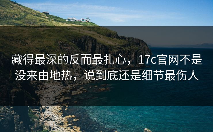 藏得最深的反而最扎心，17c官网不是没来由地热，说到底还是细节最伤人