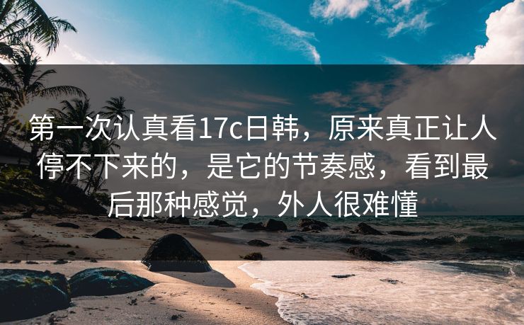 第一次认真看17c日韩，原来真正让人停不下来的，是它的节奏感，看到最后那种感觉，外人很难懂