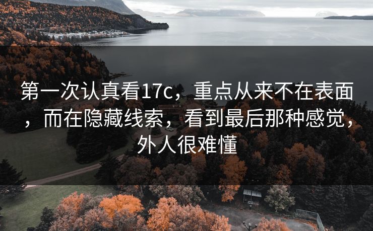 第一次认真看17c,重点从来不在表面,而在隐藏线索,看到最后那种感觉,外人很难懂 第一次认真看17c,重点从来不在表面,而在隐藏线索,看到最后那种感觉,外人很难懂