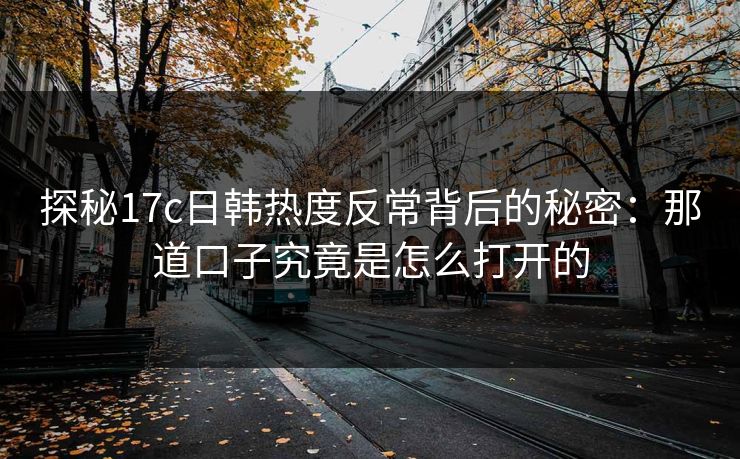 探秘17c日韩热度反常背后的秘密：那道口子究竟是怎么打开的