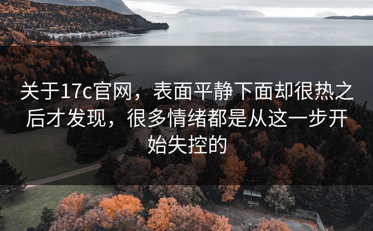关于17c官网，表面平静下面却很热之后才发现，很多情绪都是从这一步开始失控的