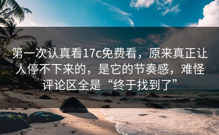 第一次认真看17c免费看，原来真正让人停不下来的，是它的节奏感，难怪评论区全是“终于找到了”