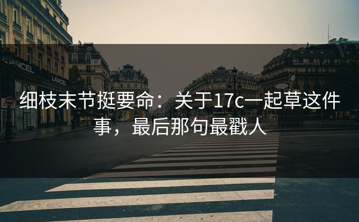 细枝末节挺要命:关于17c一起草这件事,最后那句最戳人 细枝末节挺要命:关于17c一起草这件事,最后那句最戳人