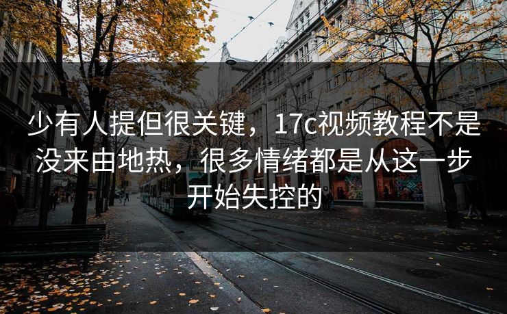 少有人提但很关键，17c视频教程不是没来由地热，很多情绪都是从这一步开始失控的