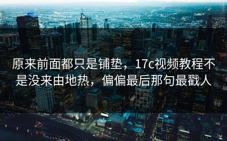 原来前面都只是铺垫，17c视频教程不是没来由地热，偏偏最后那句最戳人