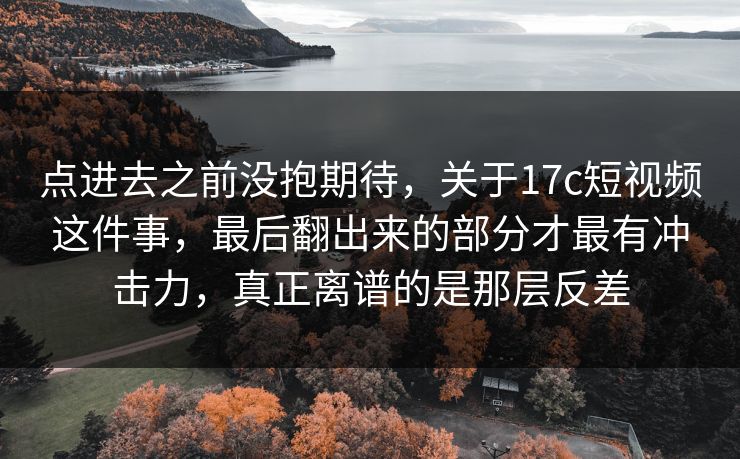 点进去之前没抱期待，关于17c短视频这件事，最后翻出来的部分才最有冲击力，真正离谱的是那层反差